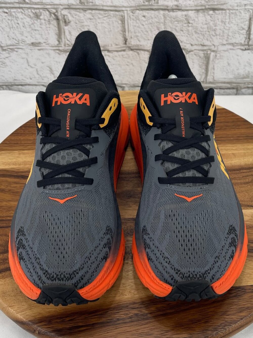 Hoka Men's Gray and Orange Athletic Running Shoes with Yellow Accents - Picture 9 of 16